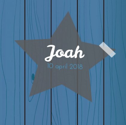 Gevouwen kaart "Ster op hout blauw"