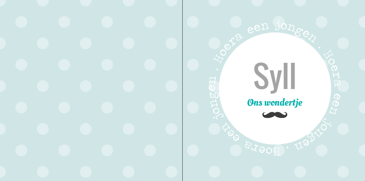 Gevouwen kaart "Snorretje met blauwe stipjes" Gevouwen kaart "Snorretje met blauwe stipjes"