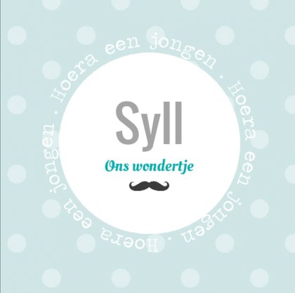 Gevouwen kaart "Snorretje met blauwe stipjes"