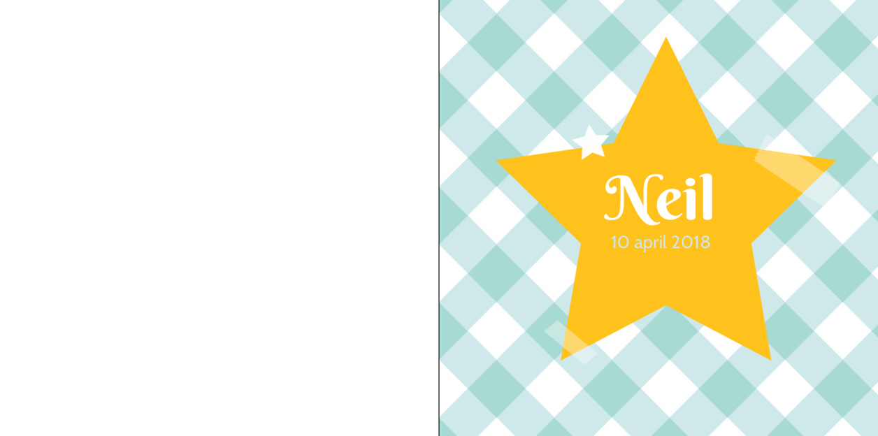 Gevouwen kaart "Gele ster & Ruitjes" Gevouwen kaart "Gele ster & Ruitjes"