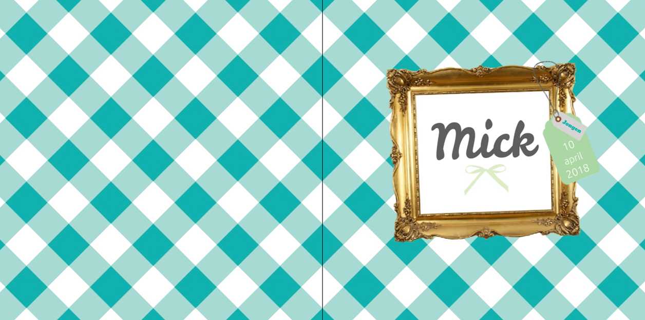 Gevouwen kaart "Gouden lijst & Blauwe ruitjes" Gevouwen kaart "Gouden lijst & Blauwe ruitjes"