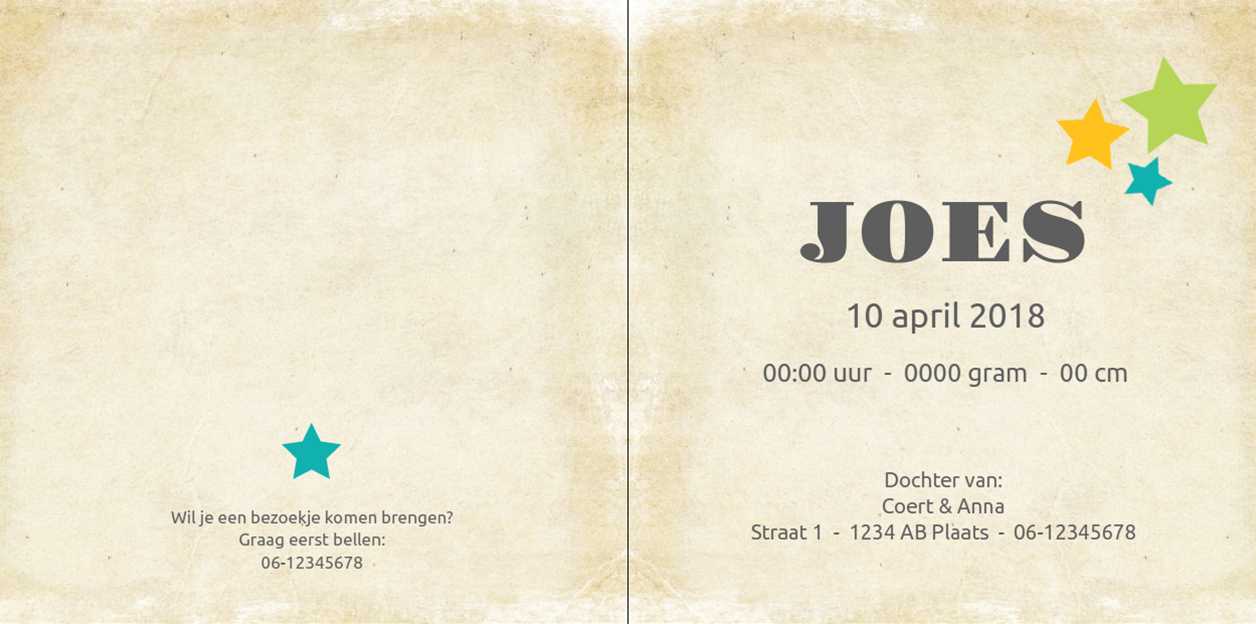 Gevouwen kaart "Oud papier met gekleurde sterren" Gevouwen kaart "Oud papier met gekleurde sterren"