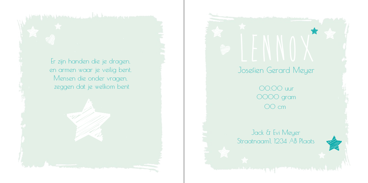 Gevouwen kaart "Lichtblauw & Sterretjes" Gevouwen kaart "Lichtblauw & Sterretjes"