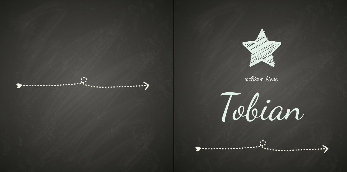 Gevouwen kaart "krijtbord & Ster" Gevouwen kaart "krijtbord & Ster"