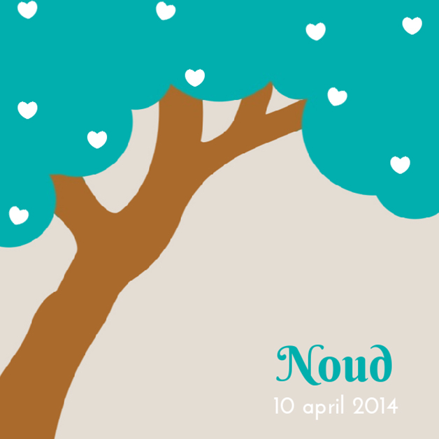 Kaartje "Blauwe boom met hartjes" Kaartje "Blauwe boom met hartjes"