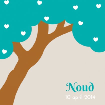 Kaartje "Blauwe boom met hartjes"