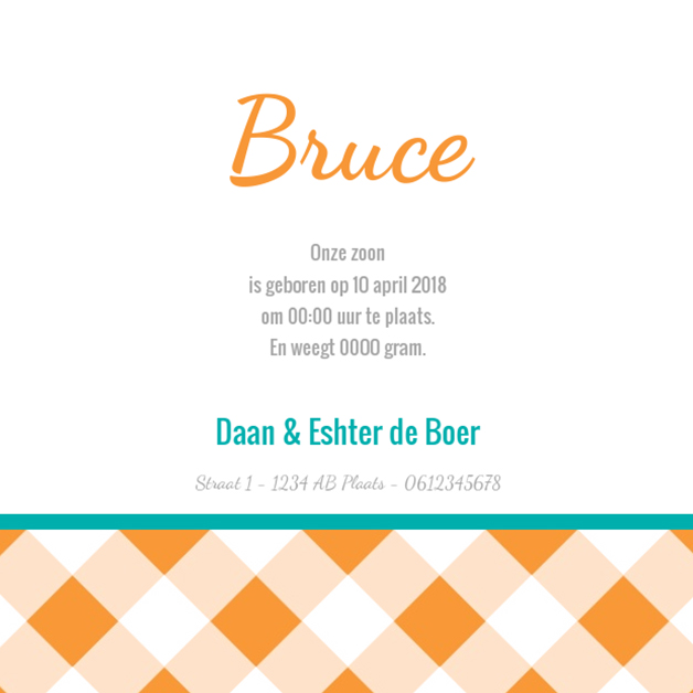 Kaartje "Oranje ruitjes & Stempel" Kaartje "Oranje ruitjes & Stempel"