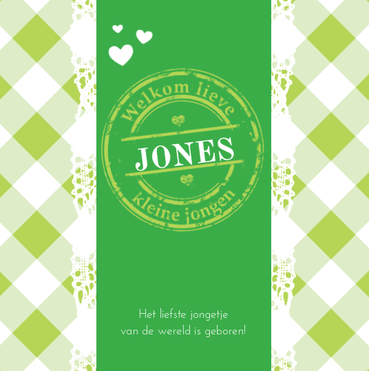 Kaartje "Groene ruitjes" Kaartje "Groene ruitjes"