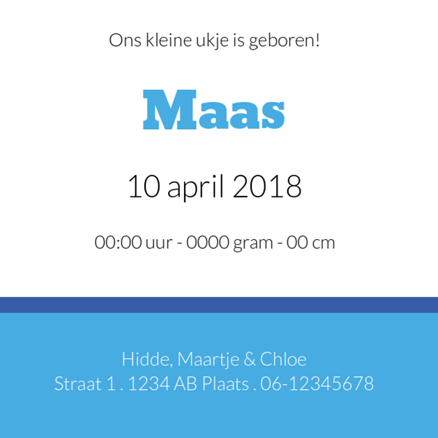 Kaartje "Blije baby & Blauw" Kaartje "Blije baby & Blauw"