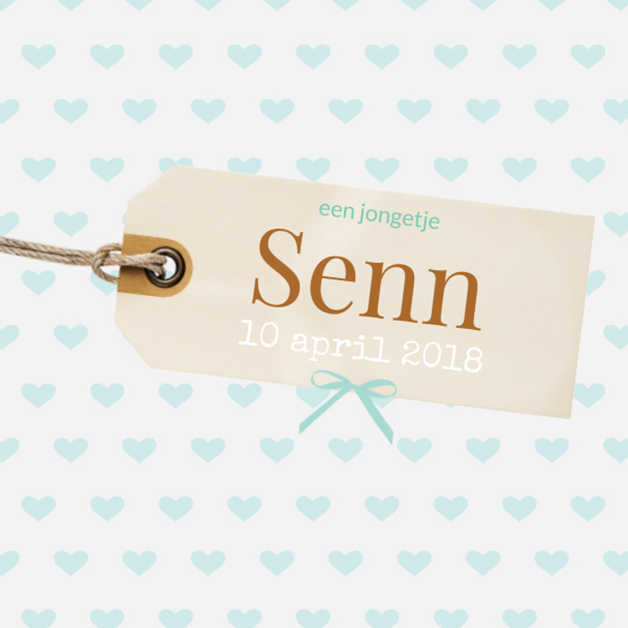 Kaartje "Label op hartjes patroon" Kaartje "Label op hartjes patroon"