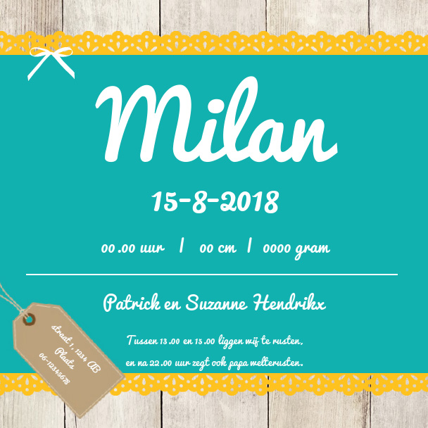 Kaartje "Hout & Labeltje" Kaartje "Hout & Labeltje"