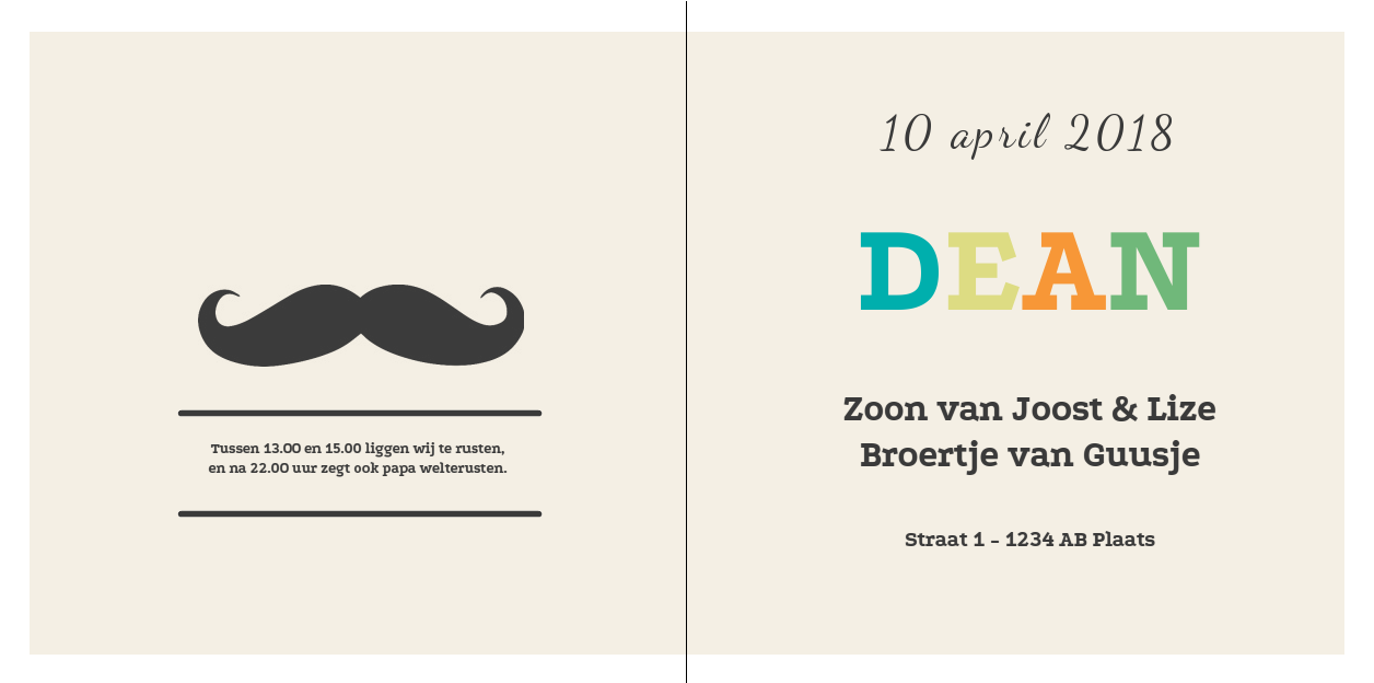 Gevouwen kaart "Snor" Gevouwen kaart "Snor"