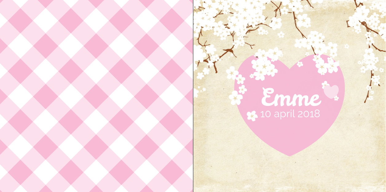 Gevouwen kaart "Bloesem & Hart" Gevouwen kaart "Bloesem & Hart"