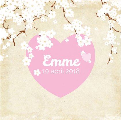 Gevouwen kaart "Bloesem & Hart"