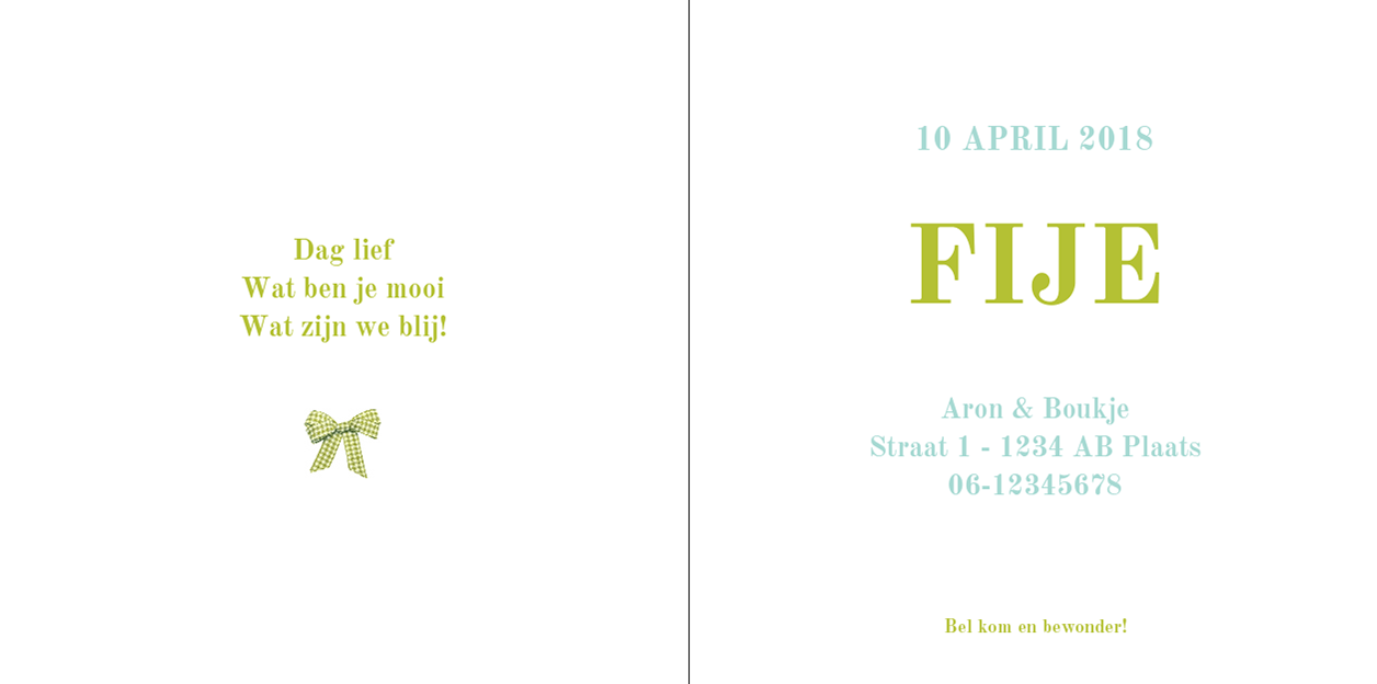 Gevouwen kaart "Groen strikje & Gestreept" Gevouwen kaart "Groen strikje & Gestreept"