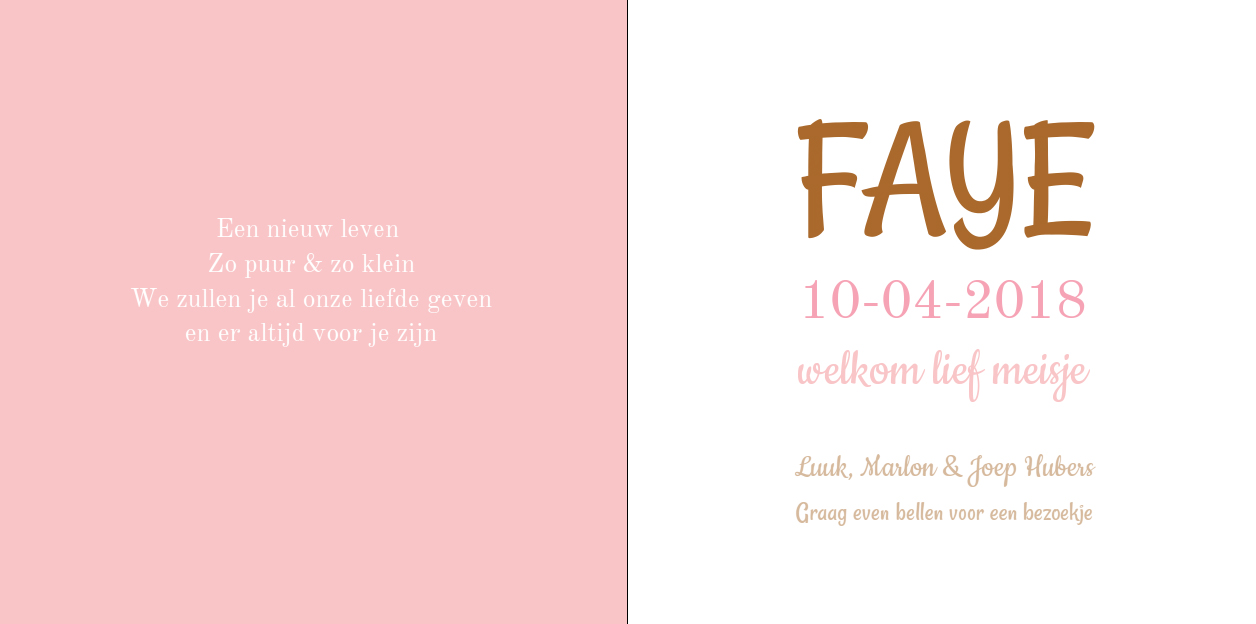 Gevouwen kaart "Kraft & Roze hartje" Gevouwen kaart "Kraft & Roze hartje"