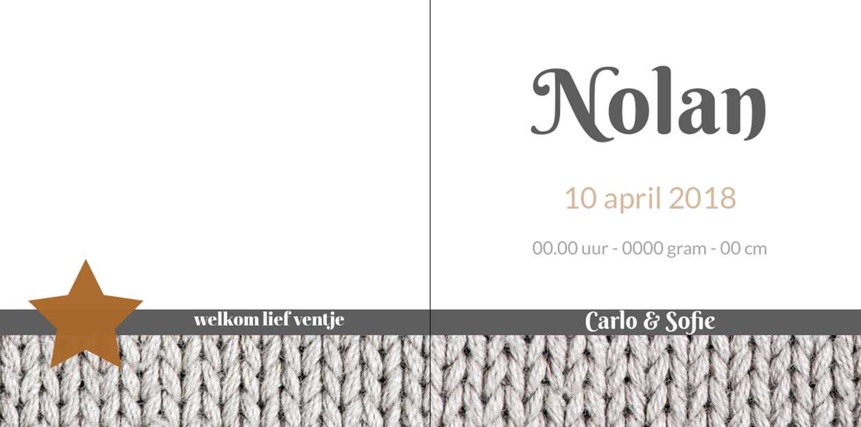 Gevouwen kaart "Brei motief" Gevouwen kaart "Brei motief"