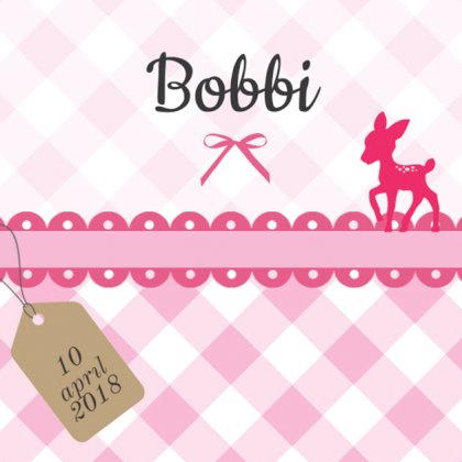 Kaartje "Roze hertje & Ruitjes"