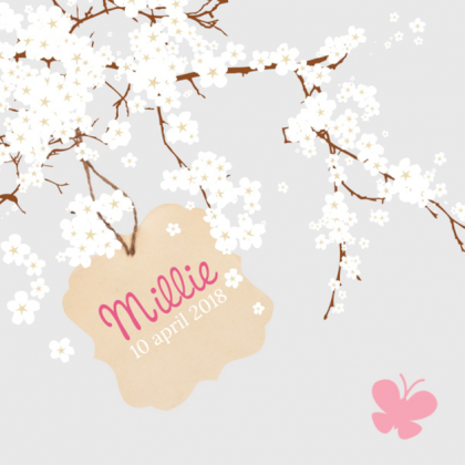 Kaartje "Bloesemtak met label"