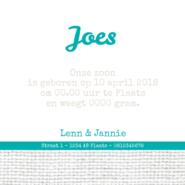 Kaartje "Blauwe stempel op grijs linnen" Kaartje "Blauwe stempel op grijs linnen"