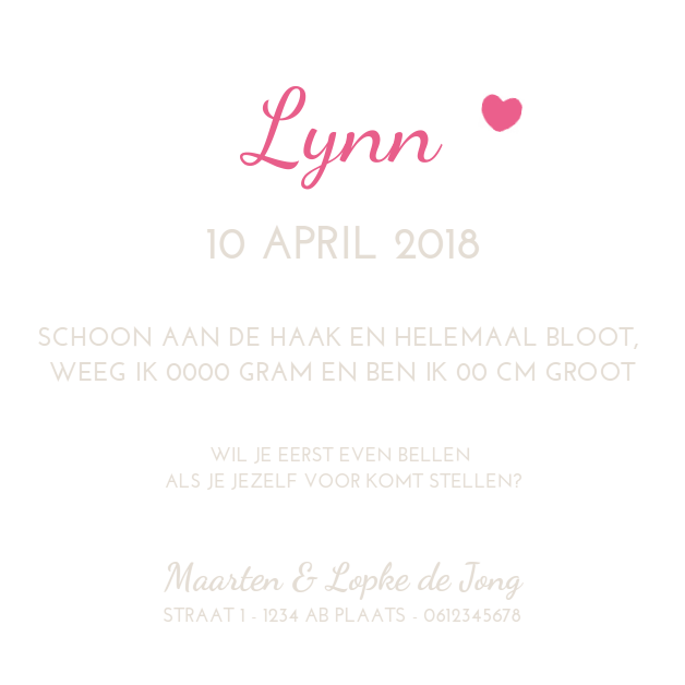 Kaartje "Hartjesboom" Kaartje "Hartjesboom"