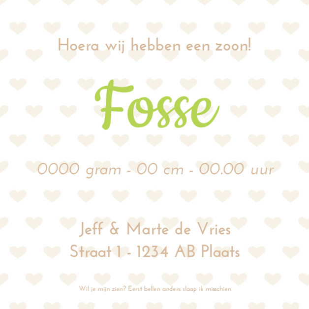 Kaartje "Groene krans op hartjes patroon" Kaartje "Groene krans op hartjes patroon"