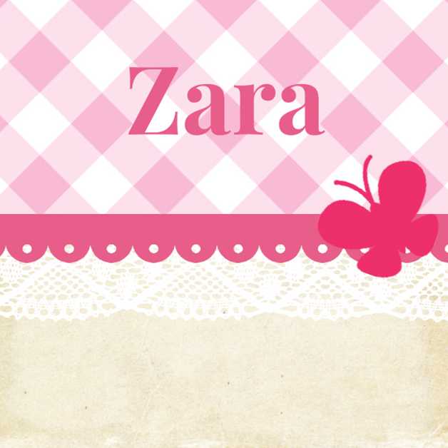 Kaartje "Roze vlinder & Ruitjes" Kaartje "Roze vlinder & Ruitjes"