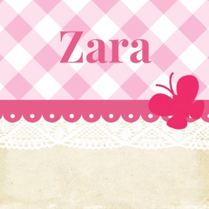 Kaartje "Roze vlinder & Ruitjes" Kaartje "Roze vlinder & Ruitjes"