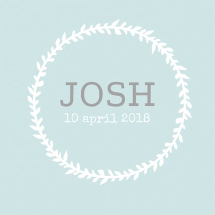 Kaartje "Krans op licht blauwe achtergrond"