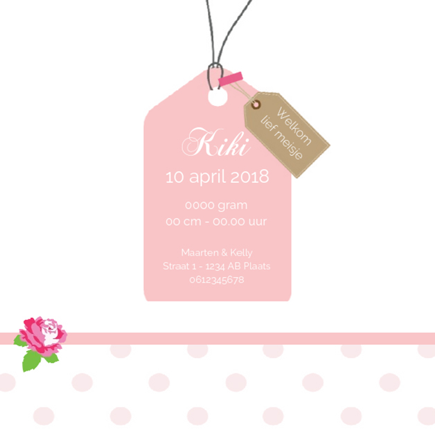 Kaartje "Roze label" Kaartje "Roze label"
