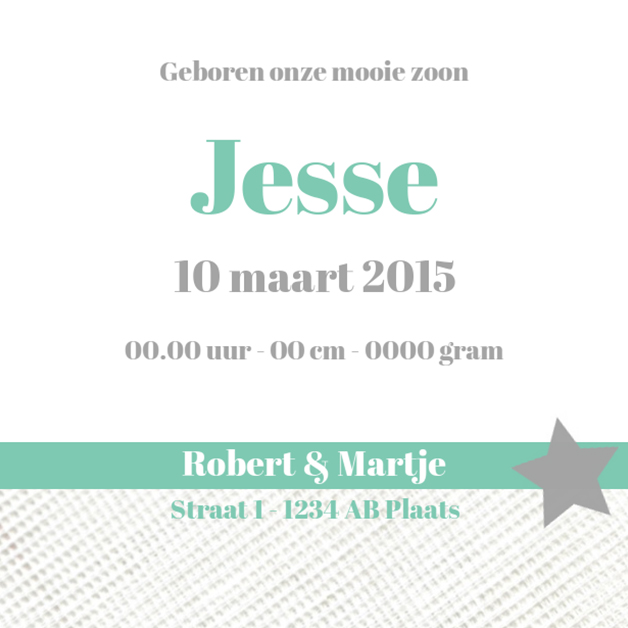 Kaartje "Groene banner op linnen" Kaartje "Groene banner op linnen"