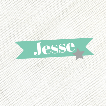 Kaartje "Groene banner op linnen"