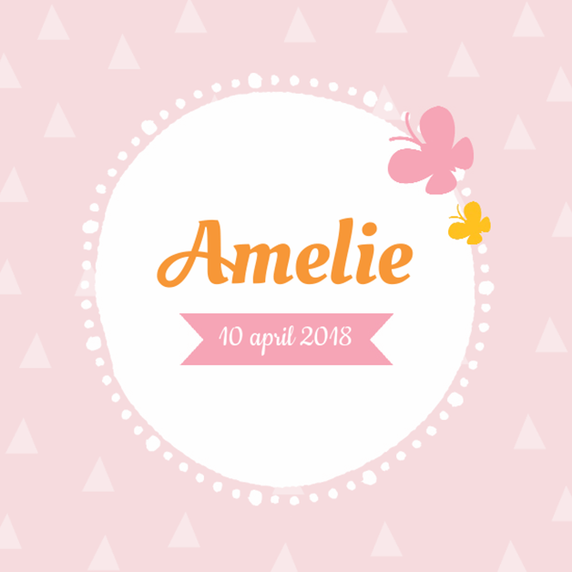 Kaartje "Driehoekje roze & Vlinders" Kaartje "Driehoekje roze & Vlinders"