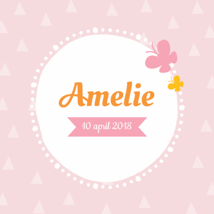 Kaartje "Driehoekje roze & Vlinders"