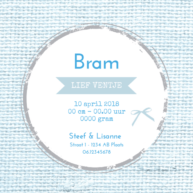 Kaartje "Stempel op blauw linnen" Kaartje "Stempel op blauw linnen"