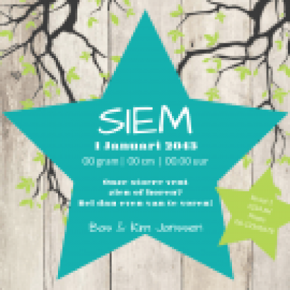 Magneetkaartje "Steigerhout & Blauwe ster"