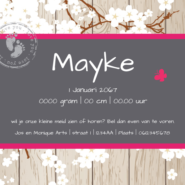 Magneetkaartje "Steigerhout & Bloesem" Magneetkaartje "Steigerhout & Bloesem"