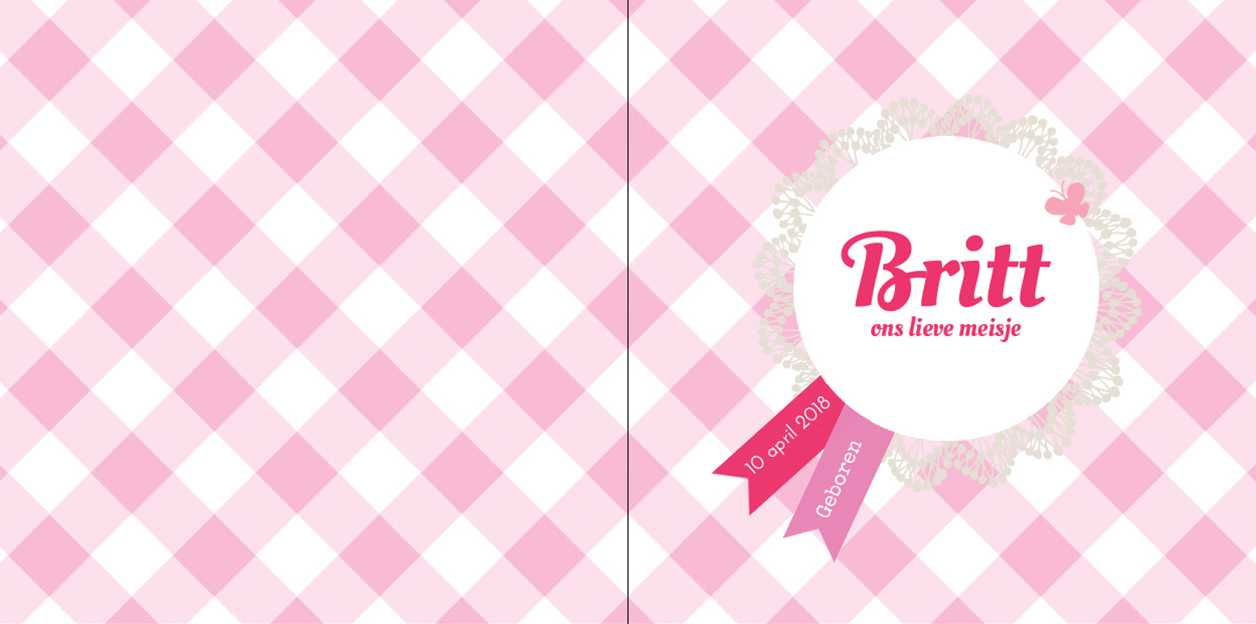 Gevouwen kaart "Roze geruit" Gevouwen kaart "Roze geruit"