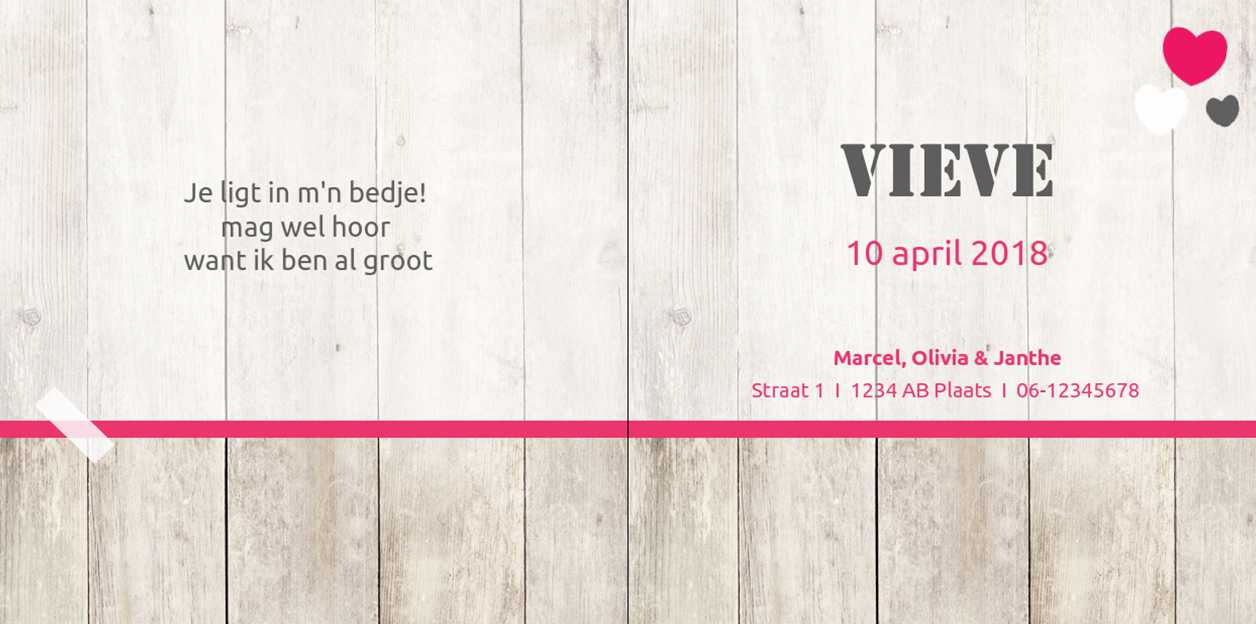 Gevouwen kaart "Roze stempel & hout" Gevouwen kaart "Roze stempel & hout"