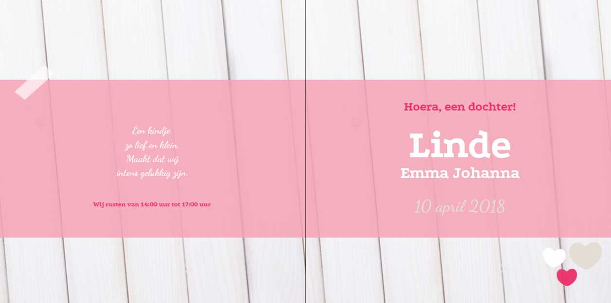 Gevouwen kaart "Roze Hart" Gevouwen kaart "Roze Hart"