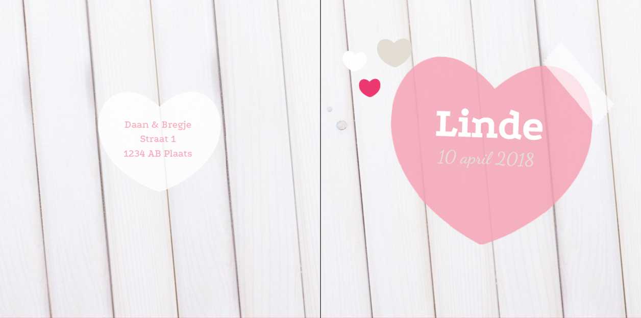 Gevouwen kaart "Roze Hart" Gevouwen kaart "Roze Hart"