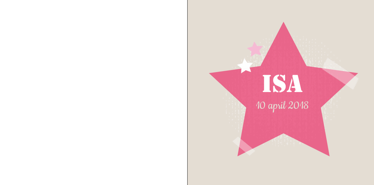 Gevouwen kaart "Roze ster" Gevouwen kaart "Roze ster"