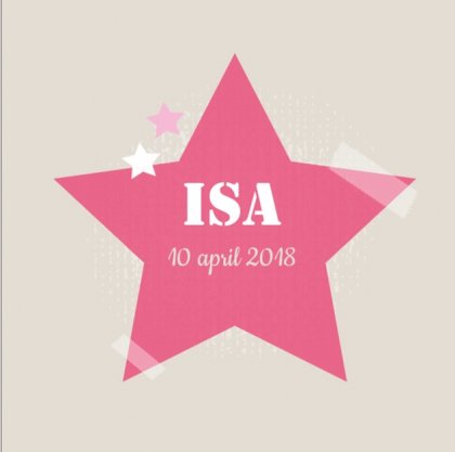 Gevouwen kaart "Roze ster" Gevouwen kaart "Roze ster"