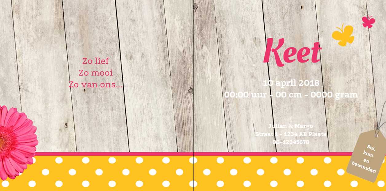 Gevouwen kaart "Geel & stipjes" Gevouwen kaart "Geel & stipjes"