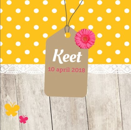 Gevouwen kaart "Geel & stipjes"