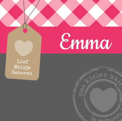 Gevouwen kaart "Label & Roze" Gevouwen kaart "Label & Roze"