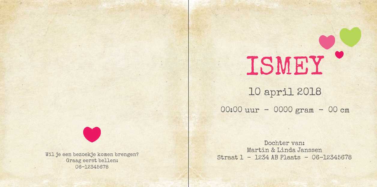 Gevouwen kaart "Hartjes" Gevouwen kaart "Hartjes"