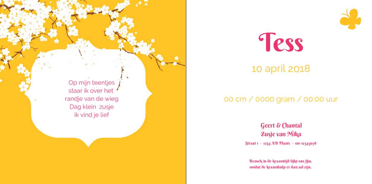 Gevouwen kaart "Witte bloesem" Gevouwen kaart "Witte bloesem"