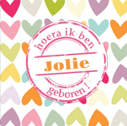 Gevouwen kaart "Gekleurde hartjes"