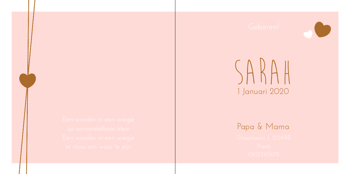 Gevouwen kaart "Hartjes lint" Gevouwen kaart "Hartjes lint"